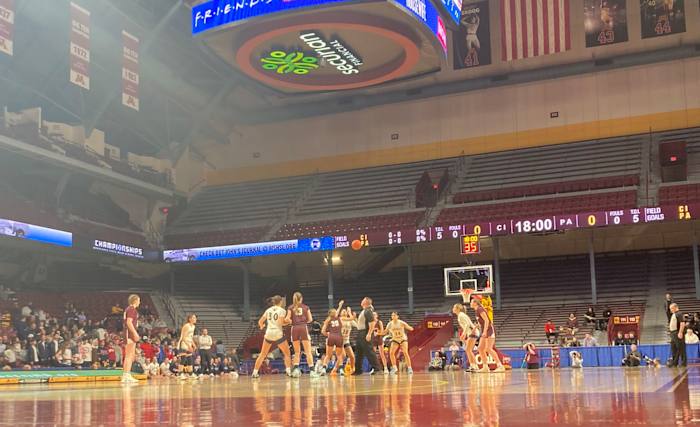 Providence Academy and Albany face off in the Class 2A championship at the Minnesota state girls basketball tournament on Saturday, March 16, 2024, at Williams Arena in Minneapolis.
